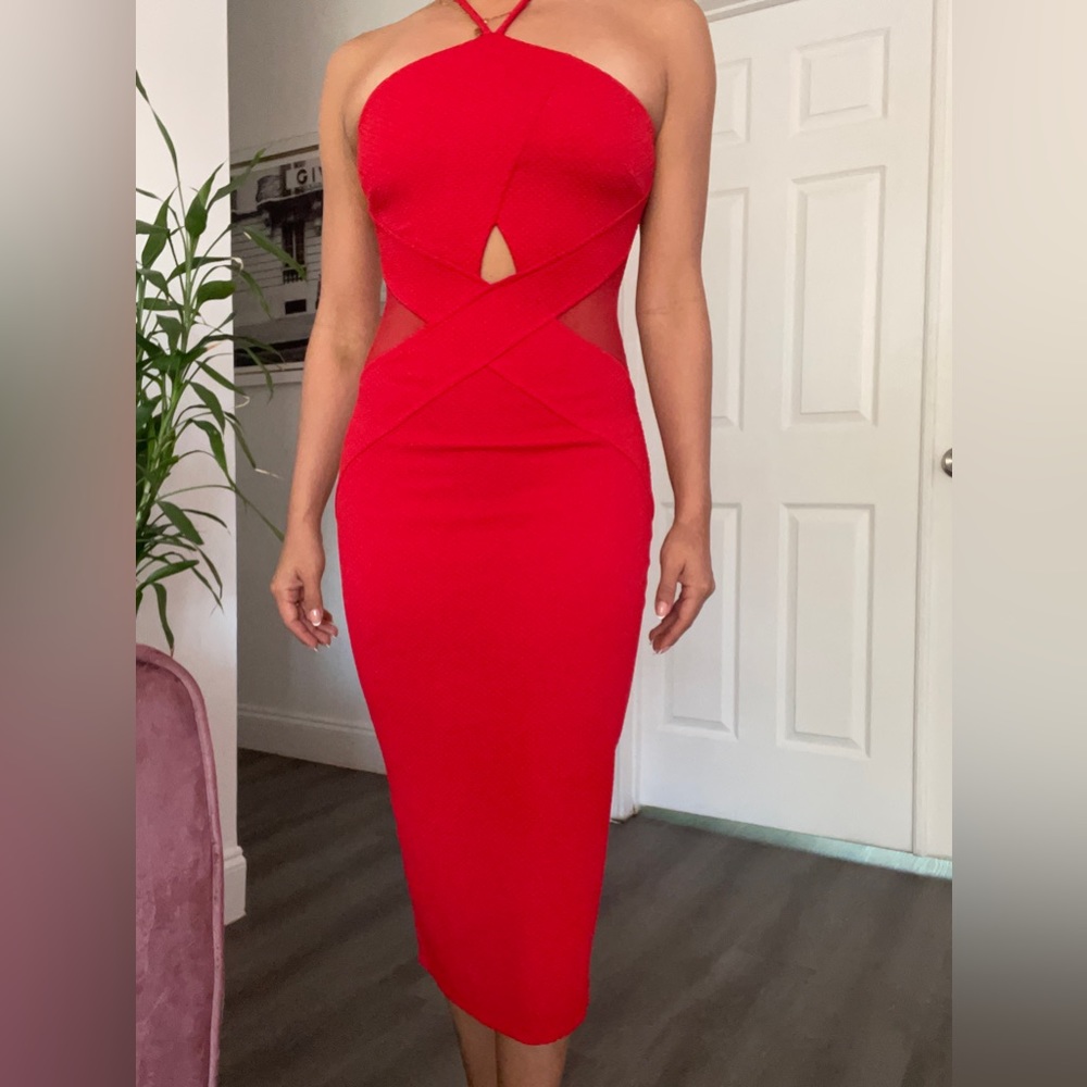 Red formal mid dress